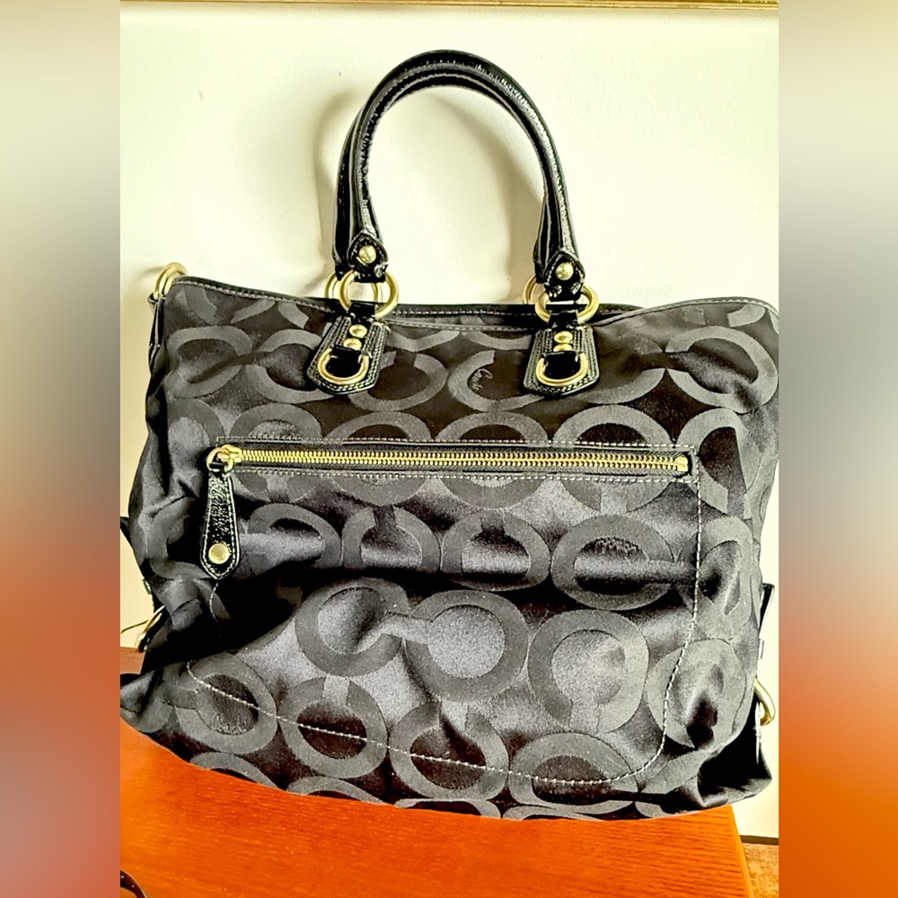 Coach Black Signature Canvas Ashley Top Handle Bag - Picture 4 of 10